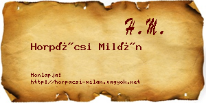Horpácsi Milán névjegykártya